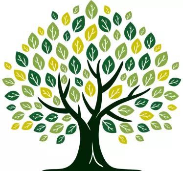 Tree of Life green shade leaves tree wall decal - TenStickers