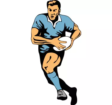 Football sticker rugby player in action - TenStickers