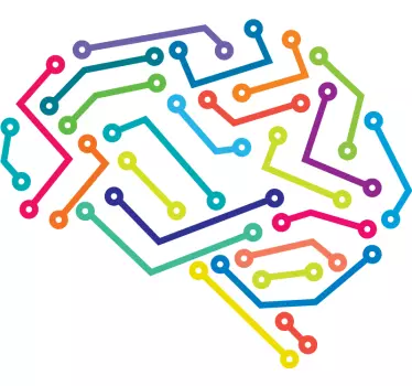 Geometric wall sticker colorful neural connection - TenStickers