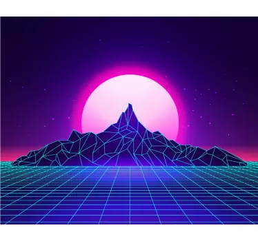 Geometric wall sticker neon mountain landscape - TenStickers
