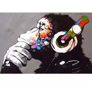 Dj monkey graffiti bansky art laptop sticker - TenStickers
