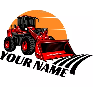 Red tractor, big name custom decal - TenStickers