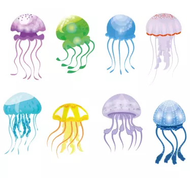Jellyfish colours fish  decal - TenStickers