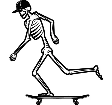 Football sticker skeleton skateboarding action - TenStickers