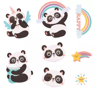 Wall stickers for kid charming panda figures - TenStickers