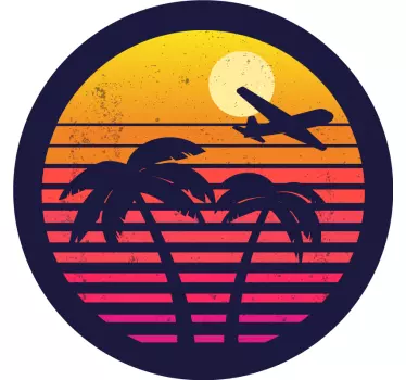 Orange retro palms campervan sticker - TenStickers