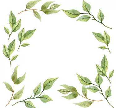 Green leaf circle kitchen stickers - TenStickers