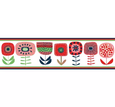 Vivid floral arrangement wall border sticker - TenStickers