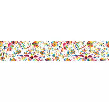 Vibrant floral elements wall border sticker - TenStickers