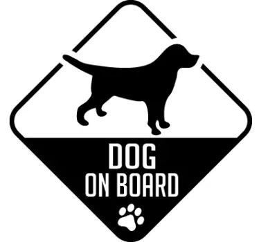 Dog on board car text and dog sticker - TenStickers