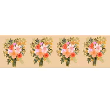 Wall border sticker floral arrangement design - TenStickers