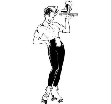 Skater Waitress Wall Sticker - TenStickers