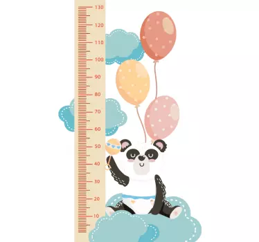 Baby panda with air balloons height chart sticker - TenStickers