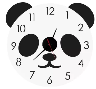 Clock wall sticker panda face timepiece - TenStickers