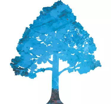Skyline silhouette blue leafy tree - TenStickers