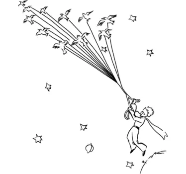 Little Prince Monochrome Birds Sticker - TenStickers