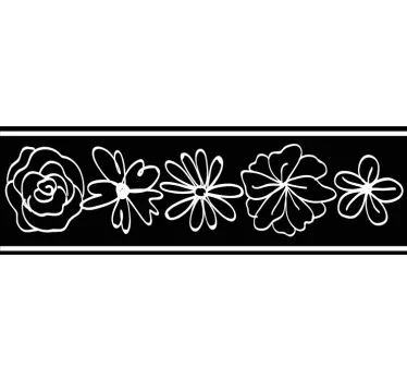 Flower border motif wall border sticker - TenStickers