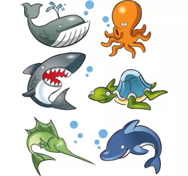 Ocean Creatures Kids Stickers - TenStickers