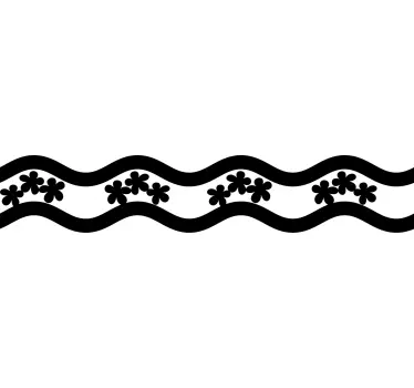 Flower and waves monocolor pattern border sticker - TenStickers