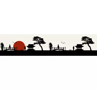 Wall border sticker scenic horizon silhouette - TenStickers