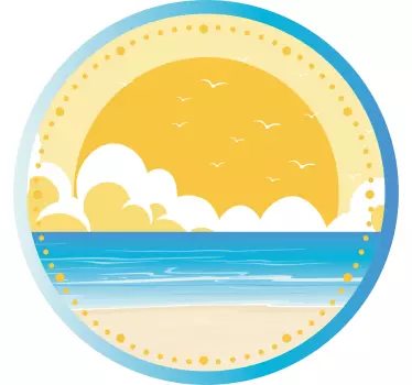 Beach Sunset Scene clock wall sticker - TenStickers