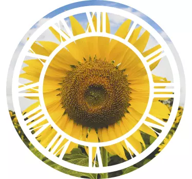 Clock wall sticker sunflower clock design - TenStickers