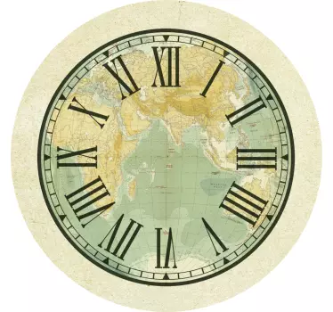 Clock wall sticker classic world map - TenStickers