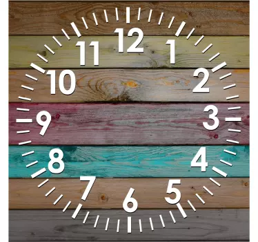 Clock wall sticker rustic wooden clock design - TenStickers