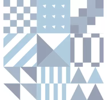 Blue bathroom design geometric wall sticker - TenStickers