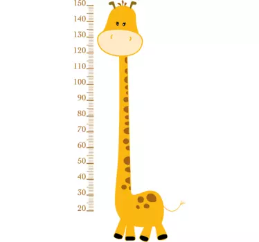 Yellow Giraffe Height Chart Kids Room Wall Sticker - TenStickers