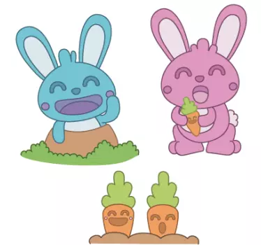 Kids Carrot Rabbits Decals - TenStickers