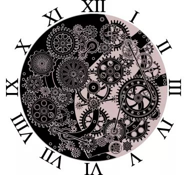 Gears black design clock wall sticker - TenStickers