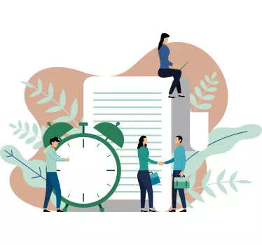 Collaboration and Time clock wall sticker - TenStickers