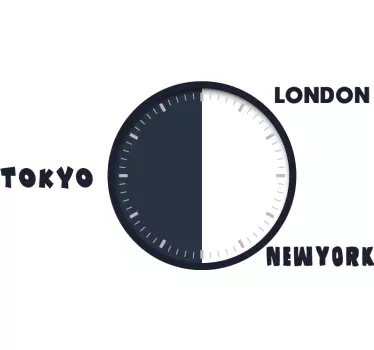 World Time Zones clock wall sticker - TenStickers