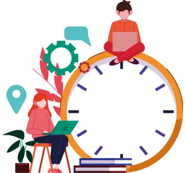 Working people design clock wall sticker - TenStickers