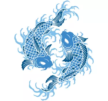Oriental Pisces Wall Sticker - TenStickers