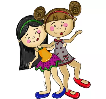 Girls Playing Kids Stickers - TenStickers