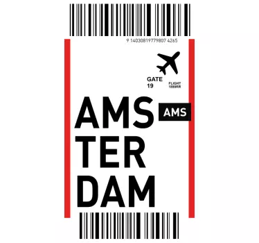 Plane ticket to Amsterdam Samsung decals - TenStickers