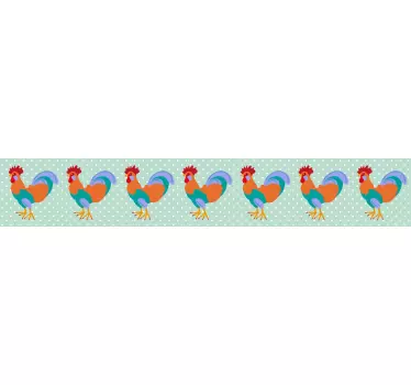 Wall border sticker vivid rooster illustration - TenStickers