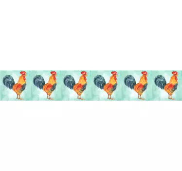 Vibrant Rooster Motif wall border sticker - TenStickers