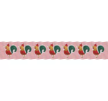 Vibrant chicken motif wall border sticker - TenStickers