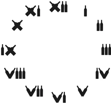 Wine Bottles Clock Sticker - TenStickers