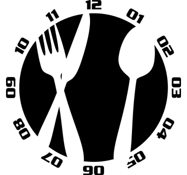 Kitchen Cutlery Wall Clock Sticker - TenStickers