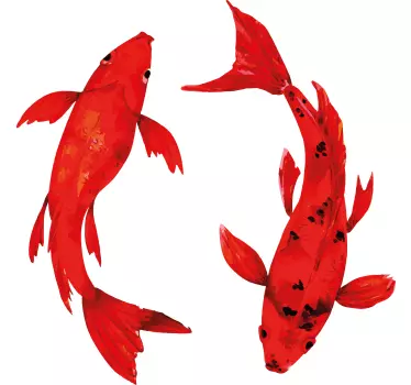 Red fishes swimming watercolor fish  decal - TenStickers