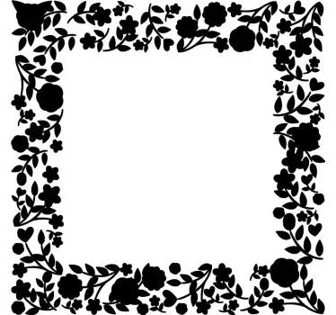 Silhouetted floral frame mirror sticker - TenStickers