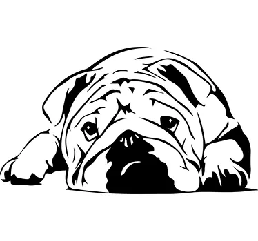 Cute Bulldog Illustration Wall Sticker - TenStickers