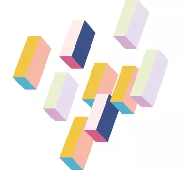 Geometric wall sticker multicolored block patterns - TenStickers