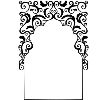 Arabic rectangular style floral mirror sticker - TenStickers