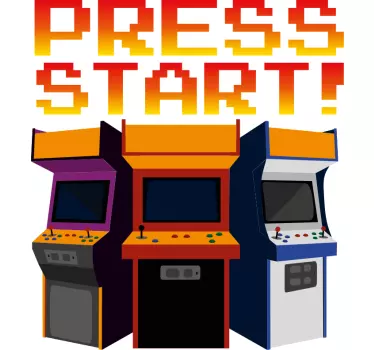 Press start arcade machines video game wall sticker - TenStickers