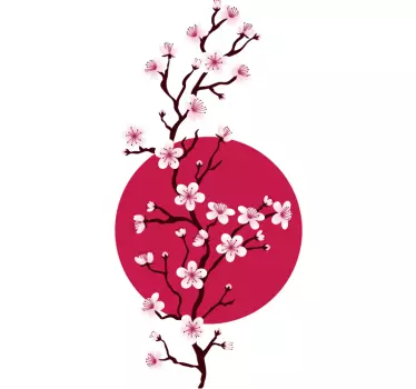 Japanese Cherry Branch Sticker - TenStickers